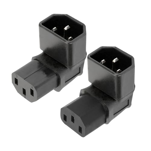 3ピン変換コネクタ L字 上下向き 3ピンメス (IEC C13) - 3ピンオス (IEC C14) 10A/250V対応 PDU/PSU/U