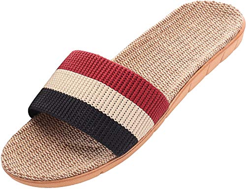 カジュアルワインレッド/27.0~27.5 cm/静音防滑 ルームシューズ・Size:27.0~27.5 cmColor:ワインレッド・パッケージ個数:1・快適素材: リネン素材を使用し、通気性が良く蒸れにくい夏用スリッパです・静音設計: 歩行時の音が気にならない静音仕様で、深夜の移動も安心です・軽量構造: 超軽量設計により、長時間の着用でも疲れにくく快適な履き心地を実現・デザイン性: スタイリッシュなマルチカラーストライプデザインで、室内のインテリアにも馴染みます・室内履き専用: 室内での使用に最適化された底面設計で、フローリングを傷つけにくい仕様です説明 夏の暑い季節に最適な、軽量で快適なリネン素材のスリッパです。美しいストライプデザインが特徴で、室内での日常使いにぴったりです。足裏に心地よい編み目模様が施され、通気性に優れているため、蒸れにくく快適な履き心地を提供します。静音設計により、深夜や早朝の移動時も周りを気にせず使用できます。家族全員で使える実用的なデザインで、来客用としても最適です。柔らかなクッション性のある中敷きが疲れた足をやさしく包み込みます。カラフルなストライプバリエーションで、お好みのデザインをお選びいただけます。軽量設計なので、長時間の使用でも足への負担が少なく、室内での移動がスムーズです。リネン素材特有の風合いと耐久性を兼ね備え、清潔な印象を保ちながら快適な履き心地を実現しています。