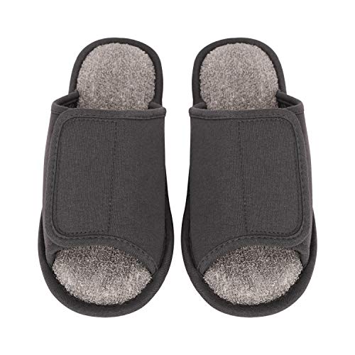 スリッパダークグレー/26.0~26.5 cm/-・Size:26.0~26.5 cmColor:ダークグレー・サイズ：23.0?23.5cm、24.0?24.5cm、25.0?25.5cm、26.0?26.5cm、27.0?27.5cm・足元をカジュアルに演出してくれ、特別なデザインの調整幅広靴です。・素材：表面は無地の綿布素材を使用しているため、柔らかくて通気性がよいです。つま先オープンタイプでムレにくく、履き心地も快適です。裏側は滑りにくい加工をしているから音も響きにくいです。・サイズ調節：足の甲の部分はマジックテープで調節可能で、足の発汗、足腫れ、ふくらん、外反母趾や足健康を改善し、圧力を軽減することができます。・適用場合：入院時やリハビリ用、介護施設などでの使用におすすめです。ヘルスケア靴以外にもルームシューズとしてもお使いいただけます。ペアで使えるサイズ展開で、ご夫婦やカップルでお使いいただけます。説明 商品の説明： 商品名：メンズ スリッパ 介護 サンダル 足腫れ ふくらん改善 圧力を軽減 滑り止め 転倒防止 軽い マジックテープで調節可能 低反発 ルームシューズ 室内履き 中年 高齢者 四季 3色 主材：綿 サイズ：23.0?23.5cm、24.0?24.5cm、25.0?25.5cm、26.0?26.5cm、27.0?27.5cm カラー：ピンク、ダークグレー 重量：約800g お客様へ： サイズは平置きでのサイズとなります。商品、着用者によっては多少の誤差がある場合がございます。 商品のお色は撮影時の環境、ディスプレイの発色などにより実物と多少の違いが生じることがございます。予めご了承下さいませ。