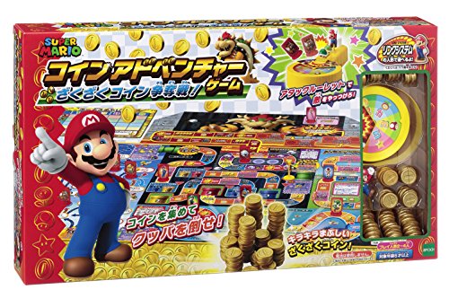 単品コインアドベンチャーゲーム/-/-・Color:コインアドベンチャーゲーム・パッケージ個数:1・(C)Nintendo (C)EPOCH・原産国:中国・本体サイズ:62.5x0.1x40cm・対象年齢 :6才以上商品紹介 コインを集めてクッパを倒せ! 2~4人で遊べるスーパーマリオのボードゲームです。 ◎地上、水中、空、地下の各ステージをクリアしてファイナルステージへ! 最終決戦でクッパを倒し、ピーチ姫を救出しよう! ◎新機構「アタックルーレット」で敵をやっつけろ! マリオが蹴った「こうら」が敵キャラコマを倒したら攻撃成功! ◎コインを積み重ねた「ざくざくコイン」を集めよう! たくさんゲットすれば、自分の前に宝の山が出現するぞ! ◎ルーレットを回して数を当てる「ボーナスチャレンジ」や、プレイヤーとコインを奪い合う「コインバトル」など、 楽しいイベントが盛りだくさん! 友だちといっしょに盛り上がろう! 別売りの『スーパーマリオ ぶっ飛び! タワーゲーム』に入っている『リンクシステム対応人形』を 使うと、さらに楽しく遊べます。プレイヤーコマ、敵キャラコマが立体人形になって、さらにグレードアップ! 【セット内容】 ・ゲームボード…1枚 ・クッパ城最終決戦ボード…1枚 ・ボーナスチャレンジボード…1枚 ・アタックルーレット…1個 ・アタックルーレット用マリオ人形…1個 ・キャラクターコマ…10個 ・クリアフラッグ…4個 ・コイン…32枚 ・ざくざくコイン(5枚分、10枚分、20枚分)…各4個 ・シールシート…1枚 ・取扱説明書…1部 (.co.jpより) 安全警告 無し