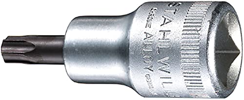 シルバー/T30/54TX-T30・Size:T30・パッケージ個数:1・差込角(SQ；inch)：1/2、サイズ：T30、先端外形寸法(mm)：5.5、全長(L1；mm)：55、軸長(L2；mm)：17・ソケット部外径(d；mm)：22.7、質量(g)：72、ねじサイズ：M6-7・頑丈な圧入式の1/2SQへクスローブビットソケット。・※代表画像です。-