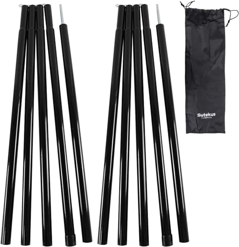 Sutekus テント タープ ウイング 用 アジャスタブル ポール 2本セット (ブラック)