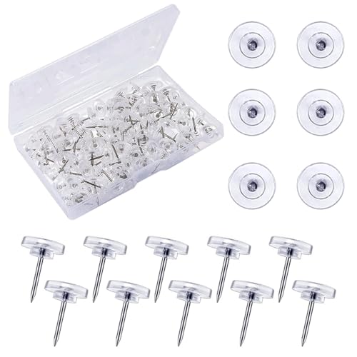 ホワイト/全長 16mm、針長 11mm、直径 12mm/-・パッケージ個数:1・【目立たない透明デザイン】歯車型のクリアなデザインで壁面に自然になじみ、目立ちにくい仕様です。賃貸や寮、オフィスなど場所を選ばず、美観を損なわずに安心して使用できます。・【跡が小さく固定安定】細く鋭い針を採用し、手で軽く押し込むだけで簡単に固定できます。軽量壁・木材・段ボールなどに対応し、ピン跡が目立たないため原状回復もしやすいです。・【おしゃれで使い勝手抜群】シンプルでスタイリッシュなデザインで、写真・ポストカード・装飾紙などの飾り付けに最適。お部屋やオフィスの雰囲気をセンスよく演出してくれます。・【収納ケース付きで便利】使いやすい 100 個セットに専用クリアケースが付属。整理や保管がスッキリでき、持ち運びにも便利です。サイズ：全長 16mm、針長 11mm、直径 12mm。・【高品質で繰り返し使える】丈夫なプラスチックと金属針を組み合わせ、錆びにくく変形しにくい高い耐久性を備えています。長期間の使用はもちろん、繰り返し再利用することも可能です。円形の透明デザインで目立ちにくく、壁紙になじんで美観を保てます。細い針を採用し跡が小さく原状回復しやすい上、木材や軽量壁などに簡単に固定できます。写真やポストカードの飾り付けに最適で、クリアケース付き 100 個セットで収納・持ち運びに便利。丈夫な素材で錆びにくく繰り返し使え、賃貸やオフィスでも安心して使用できます。