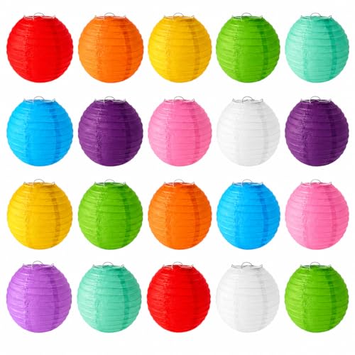 10色20個紙提灯-15cm/15cm x20/-・Color:10色20個紙提灯-15cmSize:15cm x20・【完璧な装飾】和風にも洋風にもお使い頂ける紙 提灯セットです。お盆、七夕などのお祭りだけでなく、新店がオープンし、演出、結婚式、誕生日など、幼稚園の廊下の舞台でも様々な場合に装飾用を利用いただけます。提灯を吊るすと、お祝いの雰囲気に盛り上げることができます。どんなイベントにもいい雰囲気を作ります！・【再利用でき】再利用可能紙ちょうちんは、それらを簡単に折り畳んで再び使用することができるということです。使用しない時はコンパクトに収納でき。一枚ずつ個別梱包されているので、保管にも便利！・【組み立て簡単】組み立て説明書があるので、取り付けは非常に簡単で、子供でも簡単に行えます。・【規格】パッケージ内容：丸型紙提灯x20個、組み立て説明書。 材質：紙・鉄。 サイズ：直径15cm。カラー：赤、オレンジ、黄、ミントグリーン、緑、空色、濃紫、薄紫、白、ピンク（10色各色2個）。・【DIY可能】絵具で描く・シールを貼ることができ。LEDライトをセットして、とて
