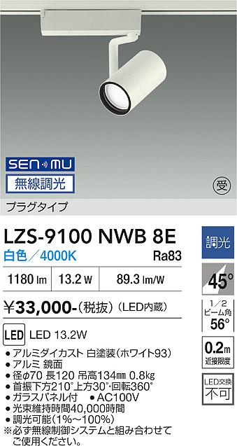 Rakuten - LZS-9100NWB8E　LEDスポットライト 　LED SENMU1200クラス13.2W4000Kチョウコウ