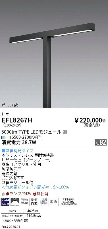 Rakuten - EFL8267H　Tunable角型ポール灯_2灯用　ENDO 遠藤照明 エンドウ 【3980円以上(税込)で送料無料】