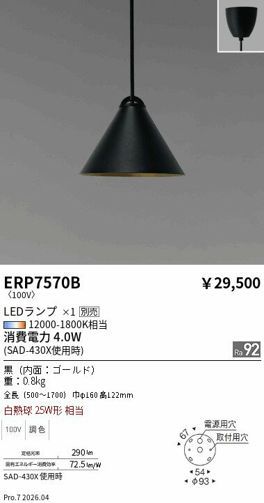 樂天商城 - ERP7570B　シンプルペンダントライト_φ180ブラック　ENDO 遠藤照明 エンドウ 【3980円以上(税込)で送料無料】