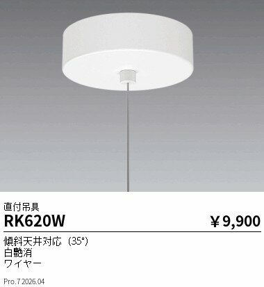 Rakuten - RK620W　ペンダント吊具_直付フレンジタイプ_白　ENDO 遠藤照明 エンドウ 【3980円以上(税込)で送料無料】