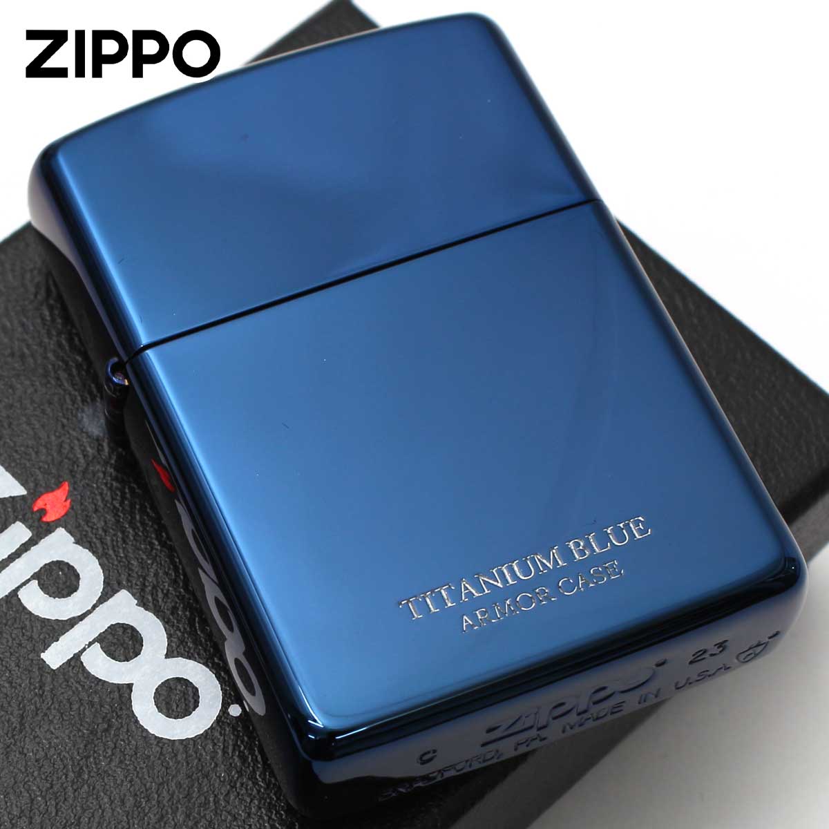 Zippo ジッポライター アーマー チタニューム ブルー ポリッシュ 鏡面 Titanium series 16-BLTT メール便専用商品