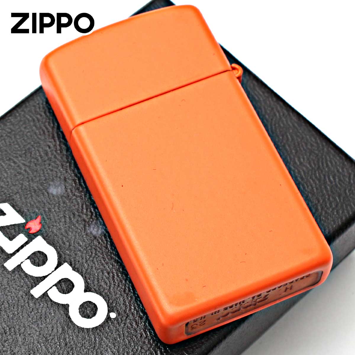 輸入雑貨のネットストア AKIHAのZippo ジッポライター スリム オレンジ マット ジッポ ロゴ SLIM Orange Matte Zippo Logo 1631ZL メール便専用商品｜アングル2