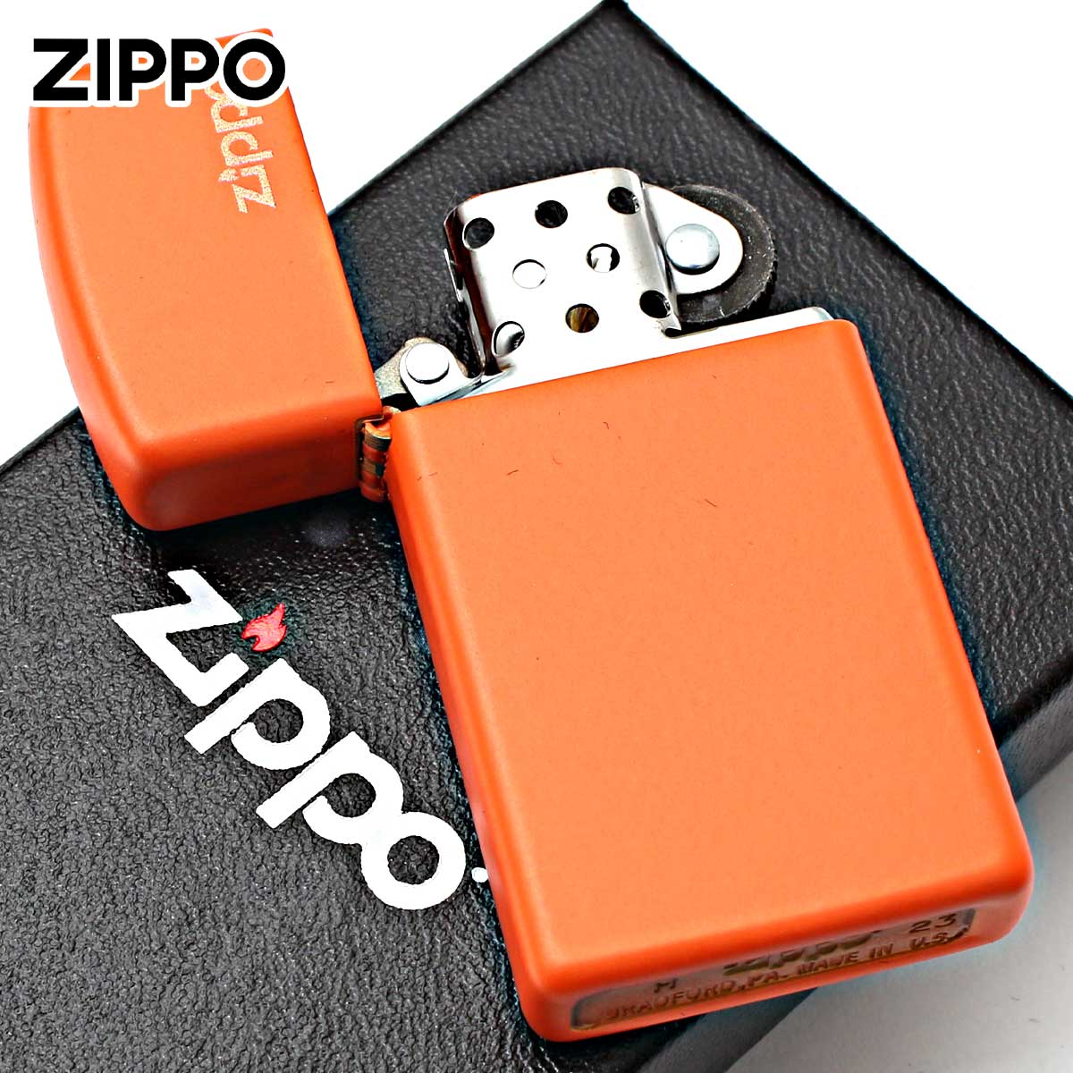 輸入雑貨のネットストア AKIHAのZippo ジッポライター スリム オレンジ マット ジッポ ロゴ SLIM Orange Matte Zippo Logo 1631ZL メール便専用商品｜アングル3