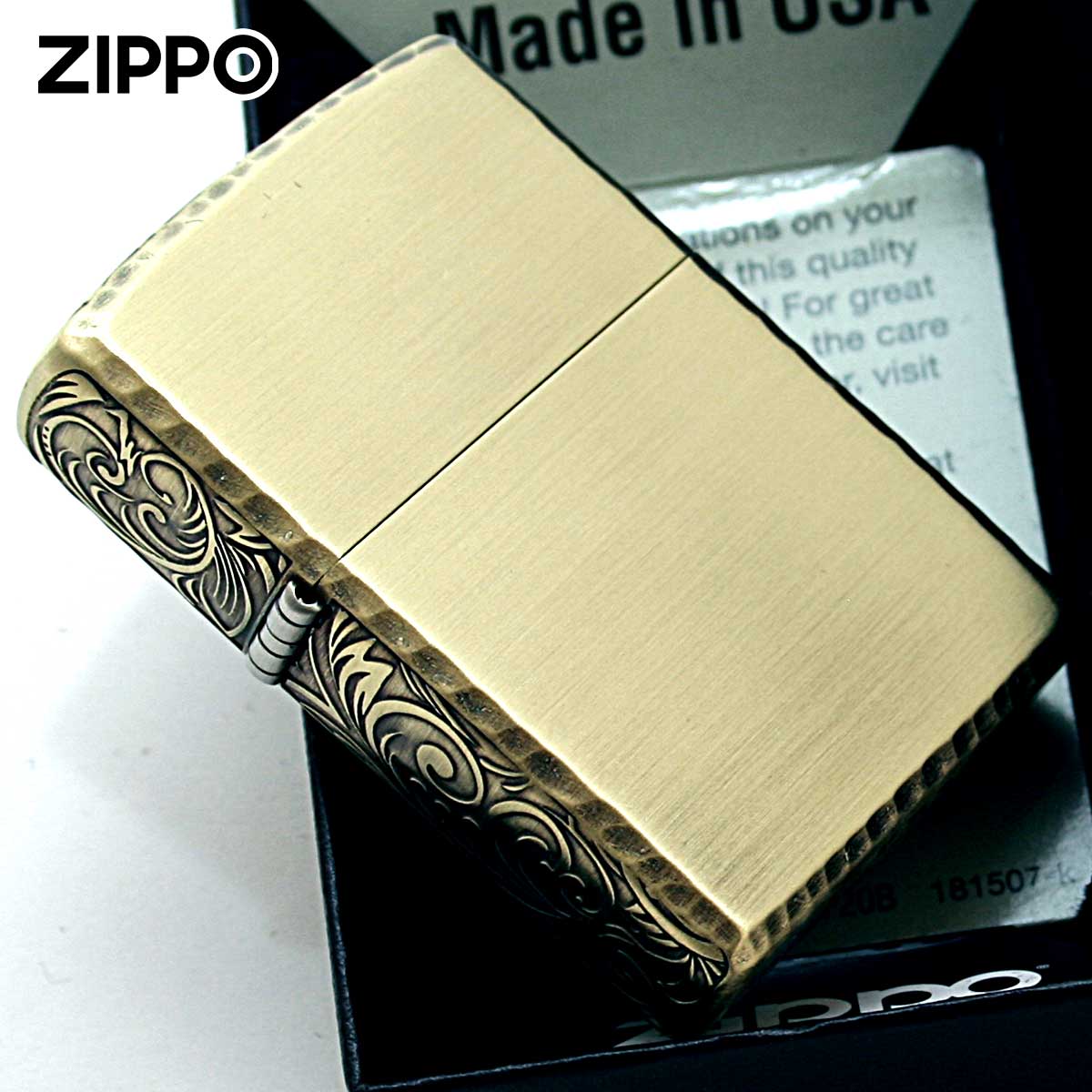 Zippo ジッポライター サイド 3面 アラベスク 唐草 リューター加工 ブラス 1201S792 メール便専用商品