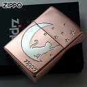 Zippo ジッポライター 月 ネコ シルエット 月と猫 ピンクゴールド PKG 1201S878 メール便専用商品