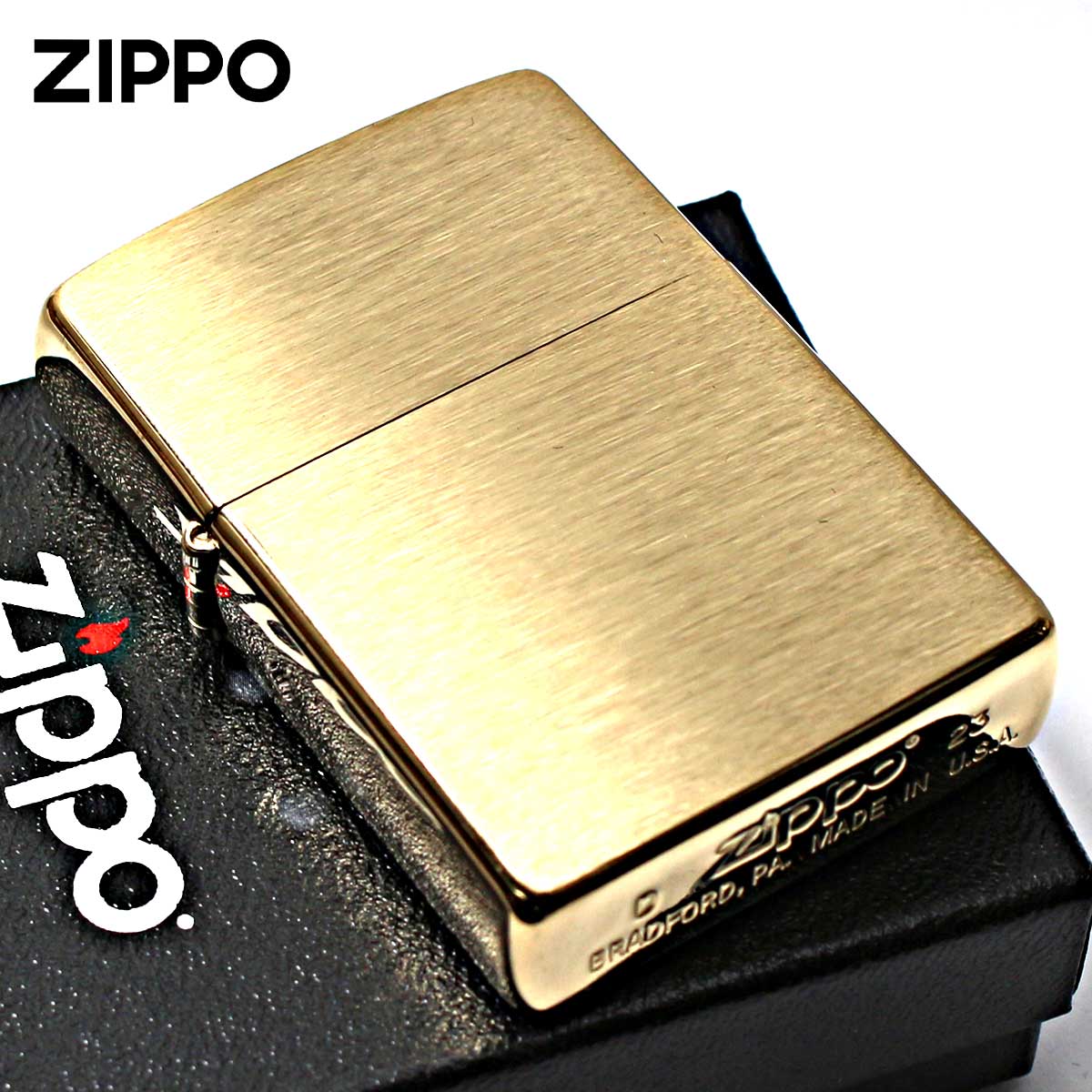 Zippo ジッポライター 無地 真鍮無垢 ブラス つや消し ブラッシュドソリッドブラス Brushed Solid Brass No.204 刻印無し メール便専用商品
