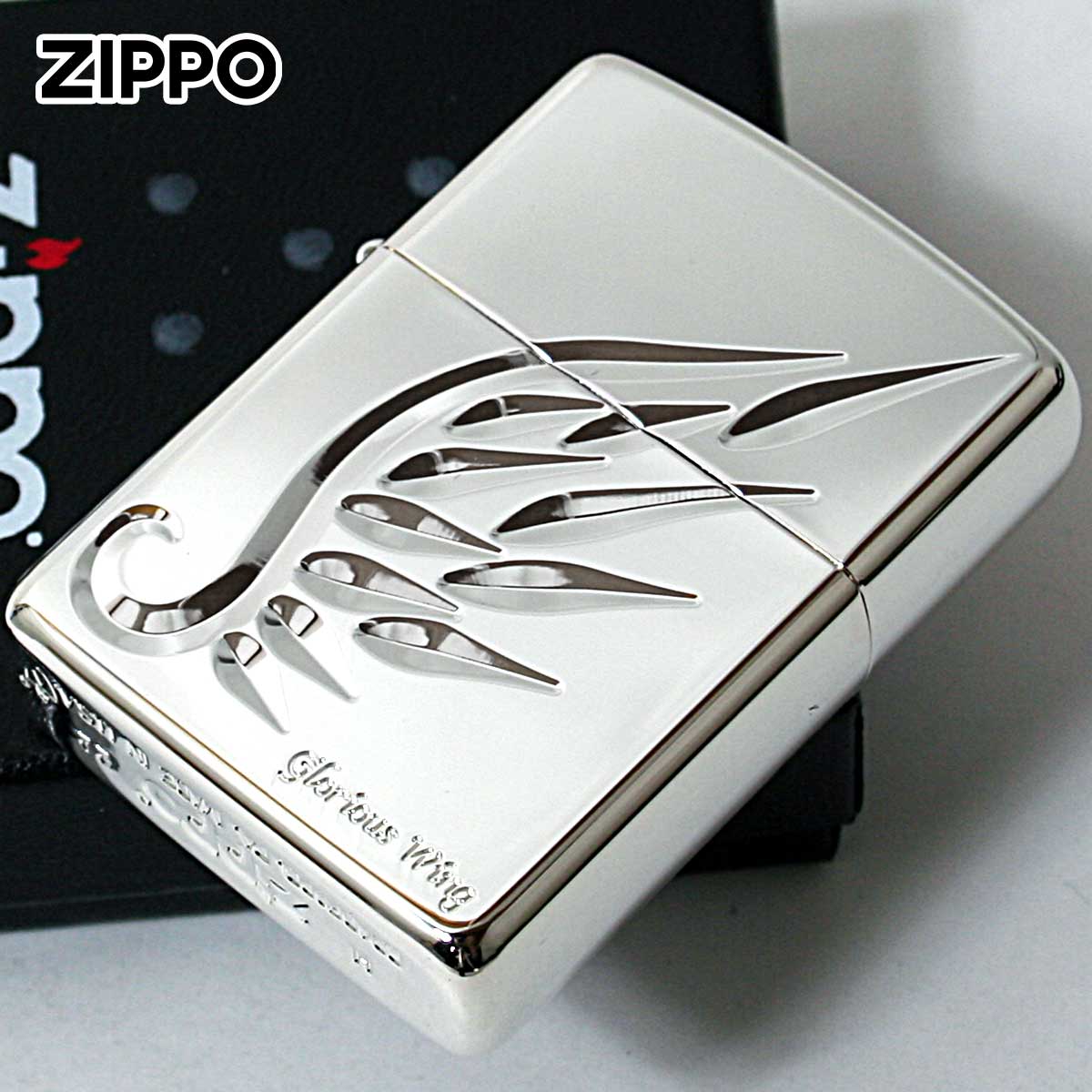 Zippo ジッポライター アーマー 羽 ウイング 深彫 ブラック V-WING SV メール便専用商品