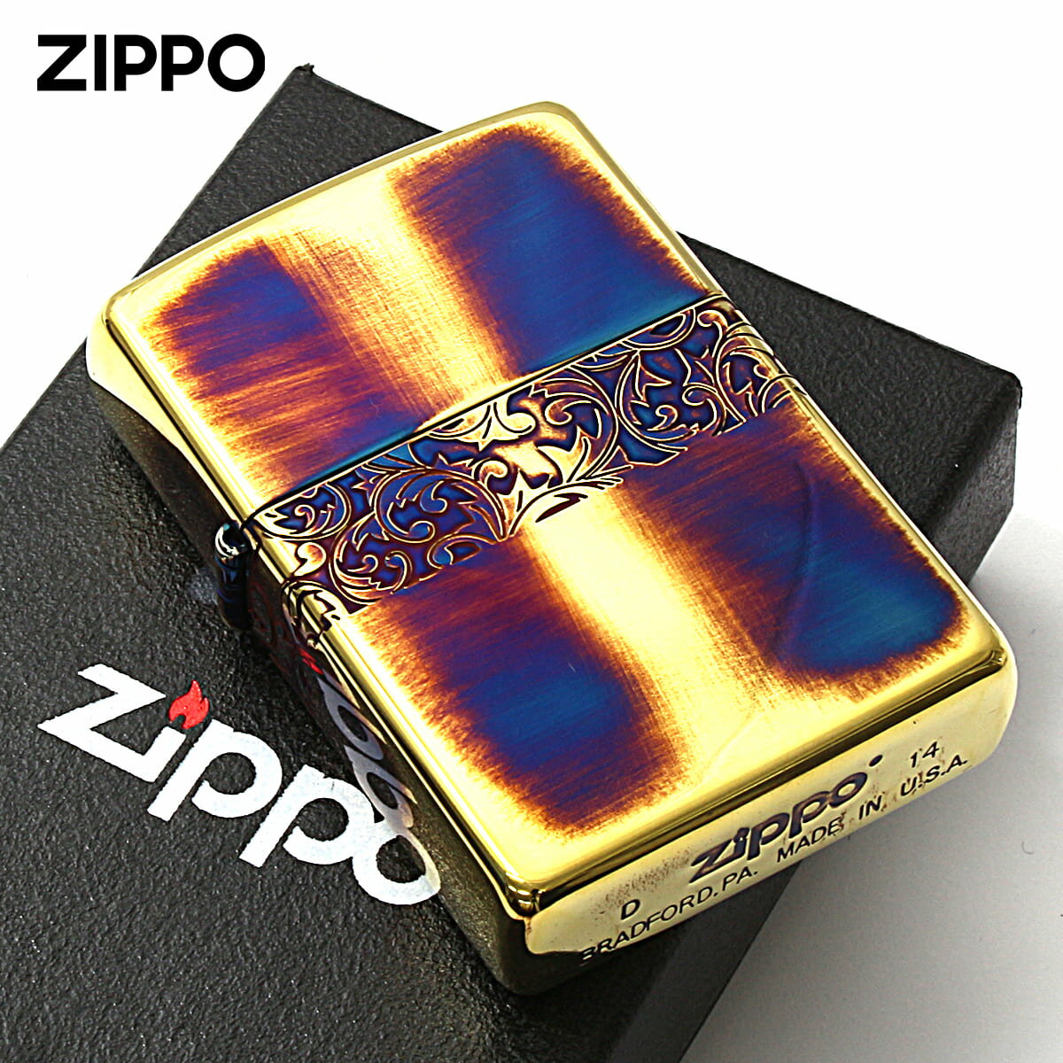 Zippo ジッポライター アラベスク 唐草 ライン 金イブシ Classic Arabesque CLA-E メール便専用商品