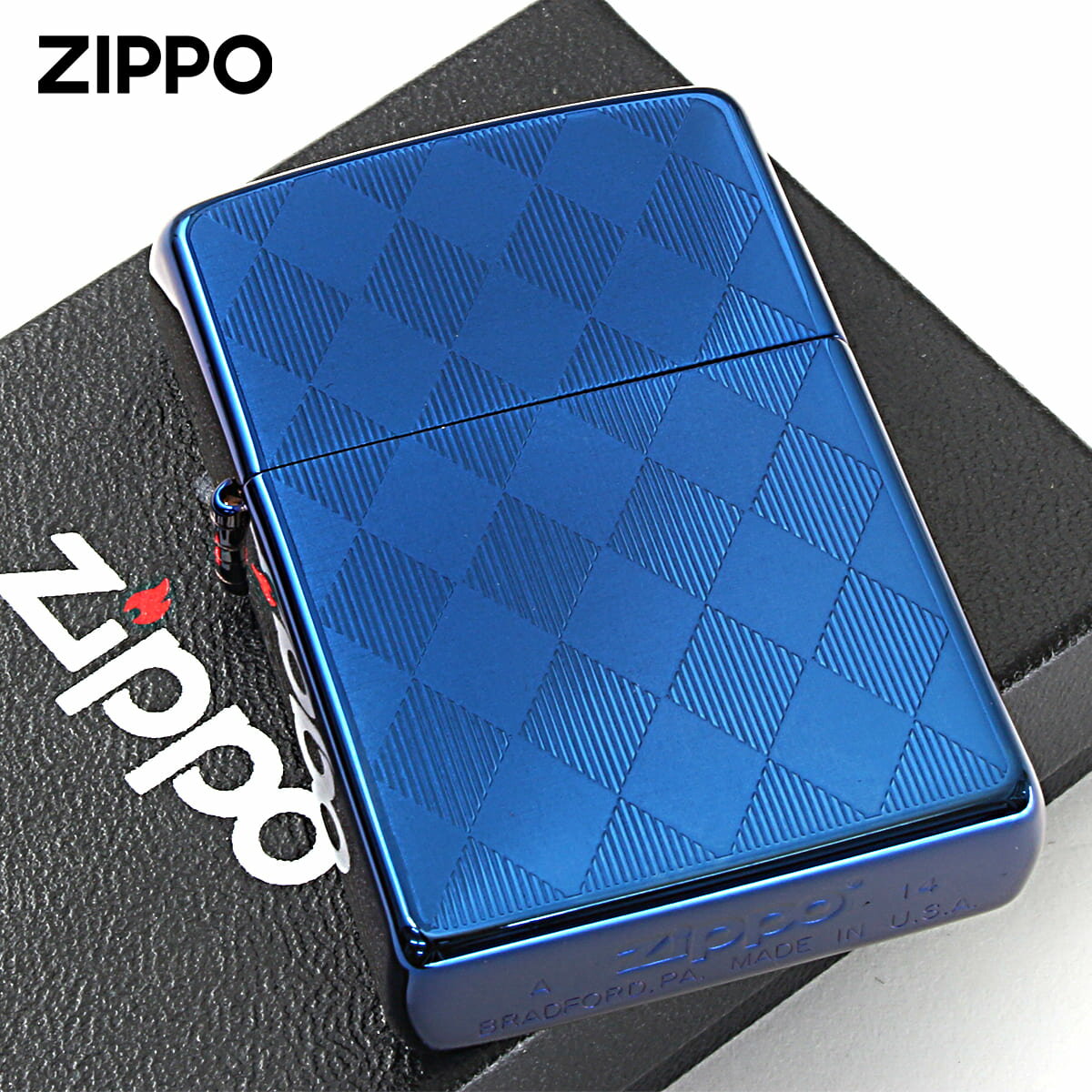 Zippo ジッポライター アーガイル柄 ブルー チタンコーティング Titanium Coating Series Ti-BL-A(A) メール便専用商品