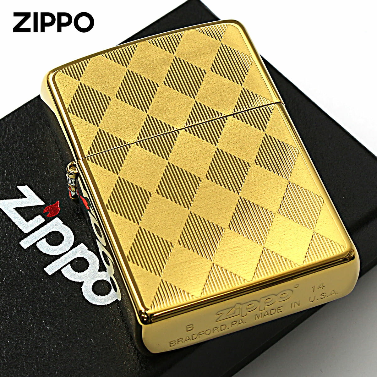 Zippo ジッポライター アーガイル柄 ゴールド チタンコーティング Titanium Coating Series Ti-G-A(C) メール便専用商品