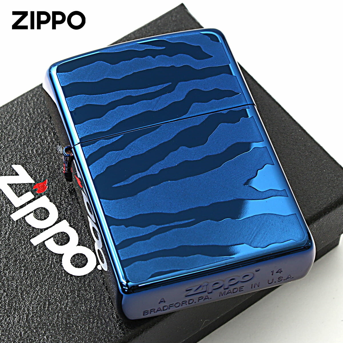 Zippo ジッポライター ゼブラ アニマル柄 ブルー チタンコーティング Titanium Coating Series Ti-BL-Z(A) メール便専用商...