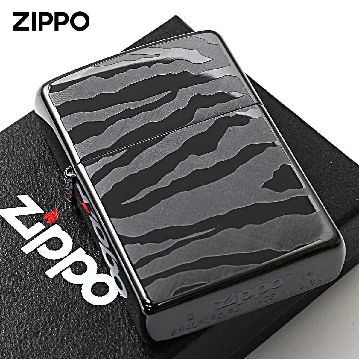 Zippo ジッポライター ゼブラ アニマル柄 ブラック チタンコーティング Titanium Coating Series Ti-BK-Z(D) メール便専用商品