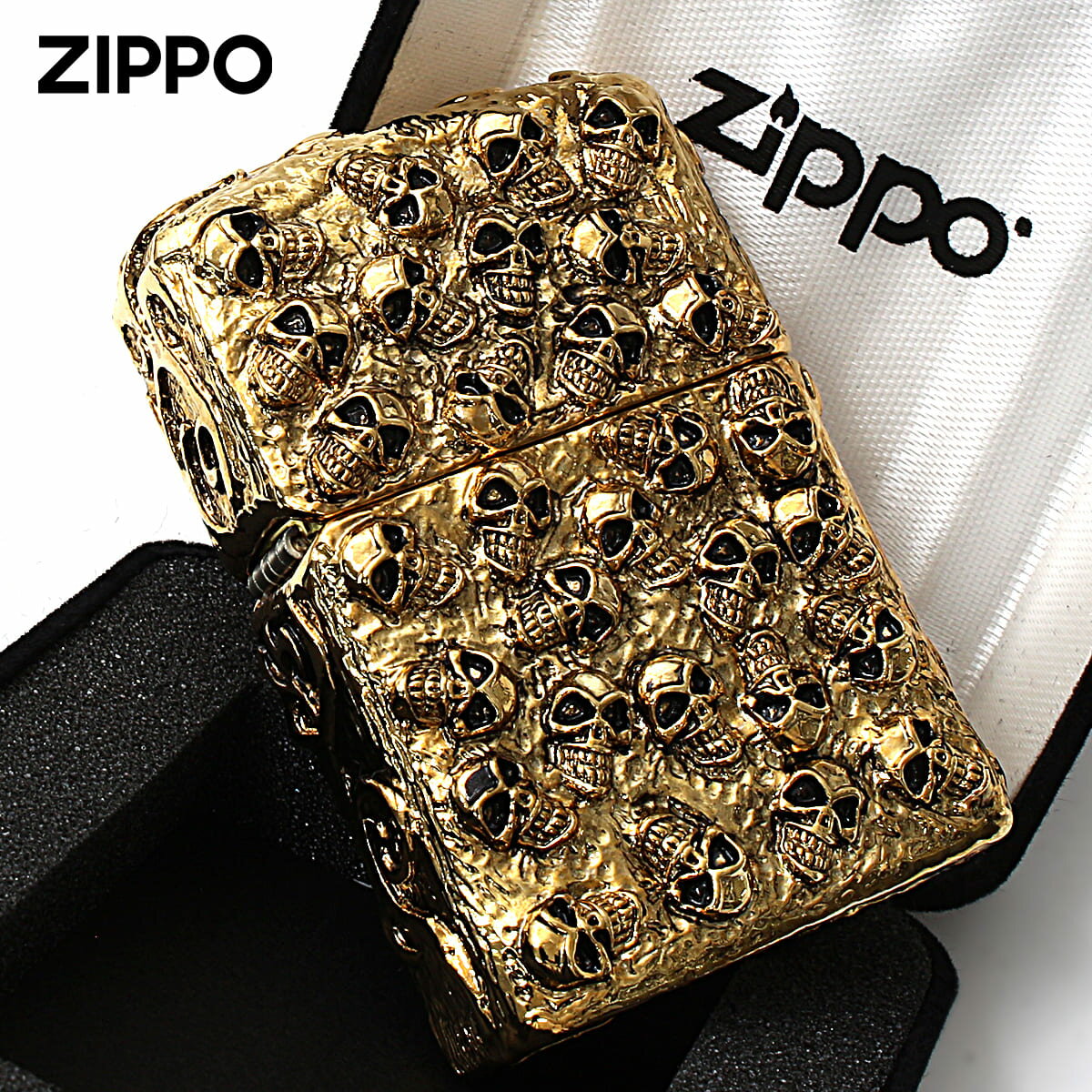 Zippo ジッポライター スカル ドクロ 骸骨 スカルジャケット 金イブシ Skull Jacket GI メール便専用商品
