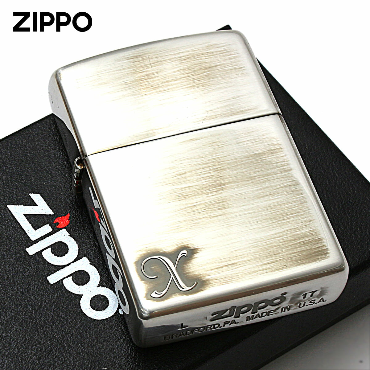Zippo ジッポライター アルファベット イニシャル The alphabet X シルバーいぶし 80032 メール便専用..