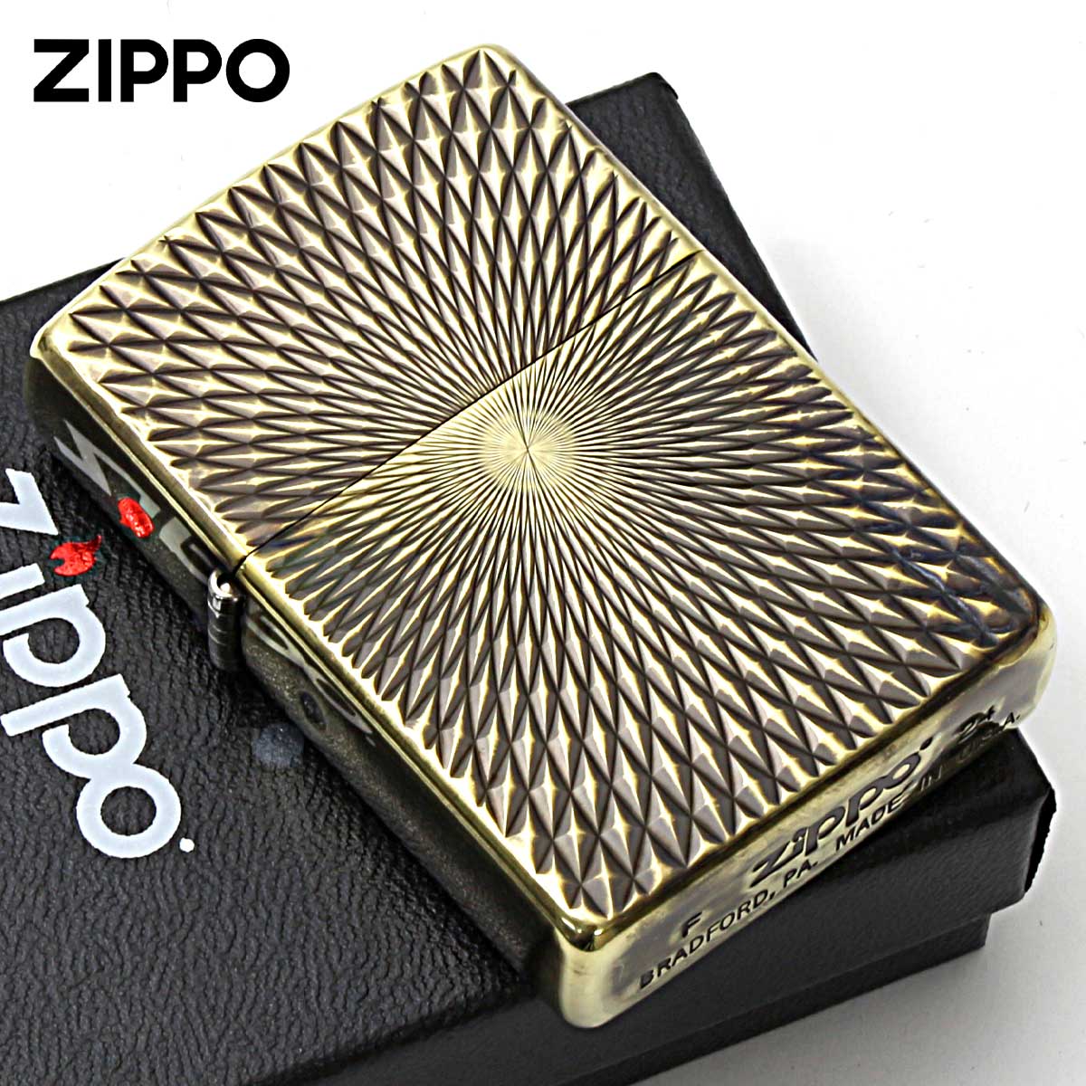 Zippo ジッポライター アンティーク風 ユーズド ダイヤモンドカット 両面加工 A・DC B メール便専用商品