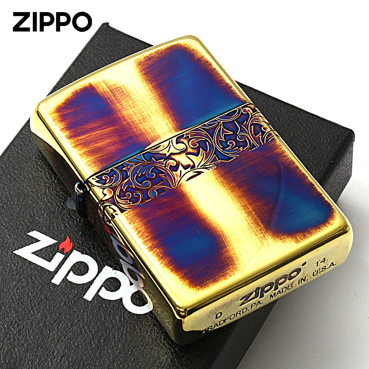 Zippo ジッポー アラベスク 唐草 ライン 金イブシ Classic Arabesque CLA-E プレゼ...
