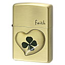 Zippo ジッポー 四つ葉 クローバー 本物 フェイス Faith 誠実 真鍮古美 エポ盛り 63260198 プレゼント 贈り物 男性 女性 縁起物 オプション購入で名入れ可