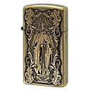 スリムＺｉｐｐｏ Zippo ジッポー ディープエッチング アラベスクマリア 真鍮いぶし　スリム zippo ジッポ ライター オプション購入で名入れ可 メール便可