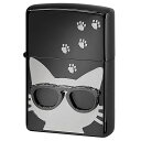 Zippo ジッポー 猫 ネコ 足跡 サングラス メタル Love Cat シルバー BdCAT-SV プレゼント 贈り物 女性 かわいい オプション購入で名入れ可