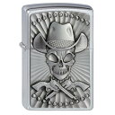 Zippo ジッポー カウボーイ スカル ドクロ 骸骨 Cowboy Skull エンブレム貼り 2001982 プレゼント 贈り物 男性 女性 希少 ユーロ オプション購入で名入れ可 メール便可