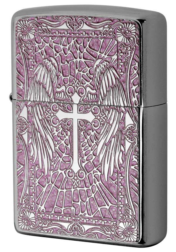 Zippo ジッポー 特殊加工 クロス 十字架 200 Flat Bottom Metal Paint Plate 2MPP-Cross PK zippo ジッポ ライター オプション購入で名入れ可 メール便可