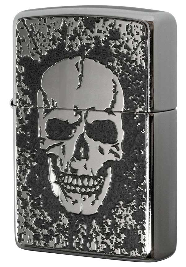 Zippo ジッポー 特殊加工 SKULL(ドクロ系)200 Flat Bottom Metal Paint Plate 2MPP-Skull GY zippo ジッポ ライター オプション購入で名入れ可 メール便可