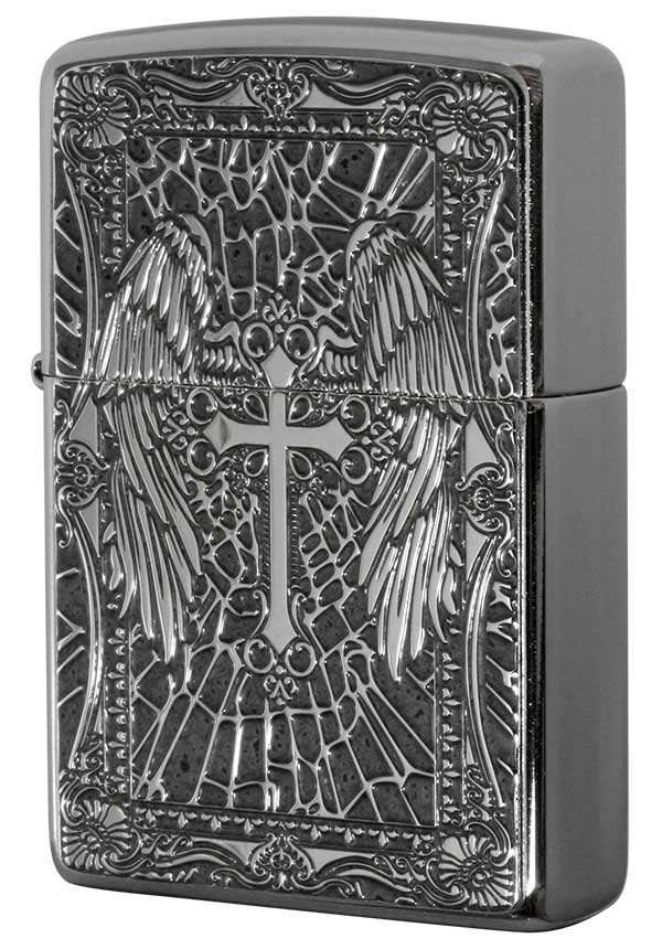 Zippo ジッポー 特殊加工 クロス 十字架 200 Flat Bottom Metal Paint Plate 2MPP-Cross GY zippo ジッポ ライター オプション購入で名入れ可 メール便可