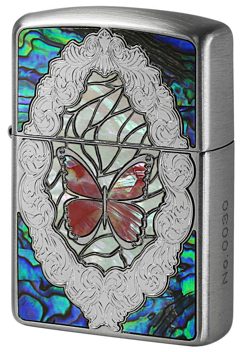 Zippo ジッポー 動植物系 Butterfly and Rose Antique Nickel RD zippo ジッポ ライター オプション購入で名入れ可