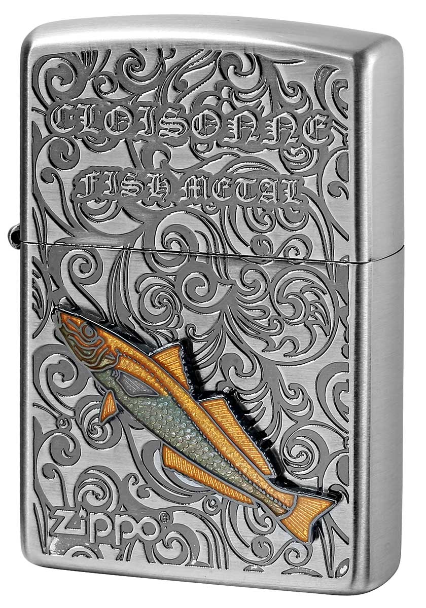 Zippo ジッポー Vintage Cloisonne fish metal Salt Water Fish ヴィンテージ 七宝メタル AN-シロギス zippo ジッポ ライター オプション購入で名入れ可 メール便可