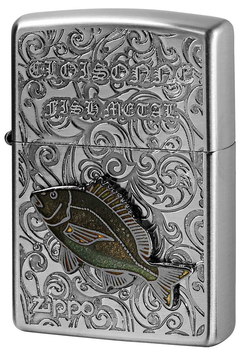 Zippo ジッポー Vintage Cloisonne fish metal Salt Water Fish ヴィンテージ 七宝メタル AN-クロダイ zippo ジッポ ライター オプション購入で名入れ可 メール便可