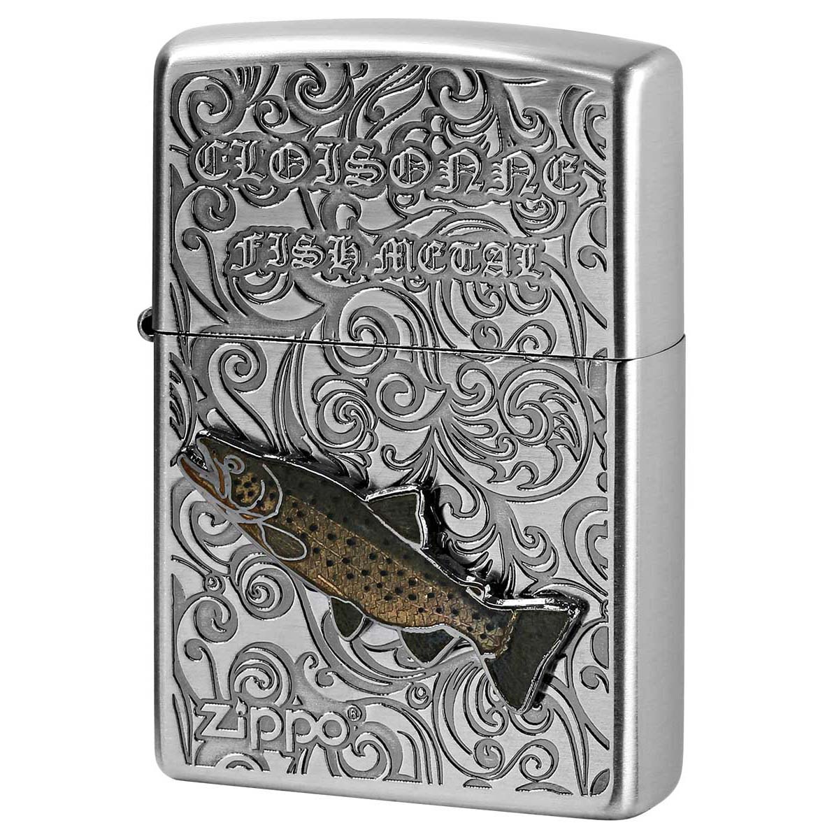 Zippo ジッポー ブラウントラウト ヴィンテージ 七宝メタル 淡水魚 Vintage Cloisonne fish metal Fres..