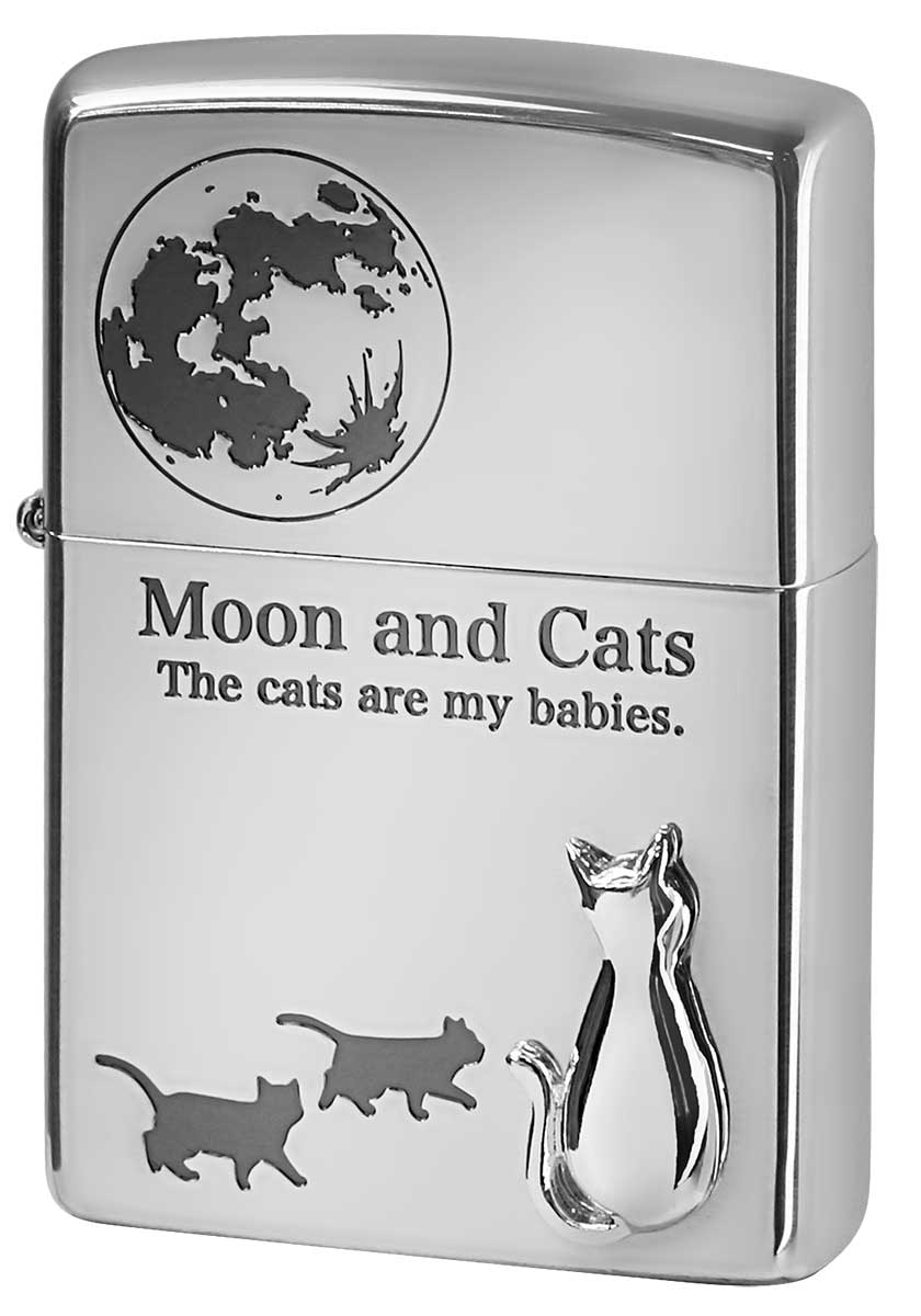 Zippo ジッポー 動植物系 CAT Series キャットシリーズ Moon and Cats 月と猫 2SIM-MOONCAT zippo ジッポ ライター オプション購入で名入れ可 メール便可
