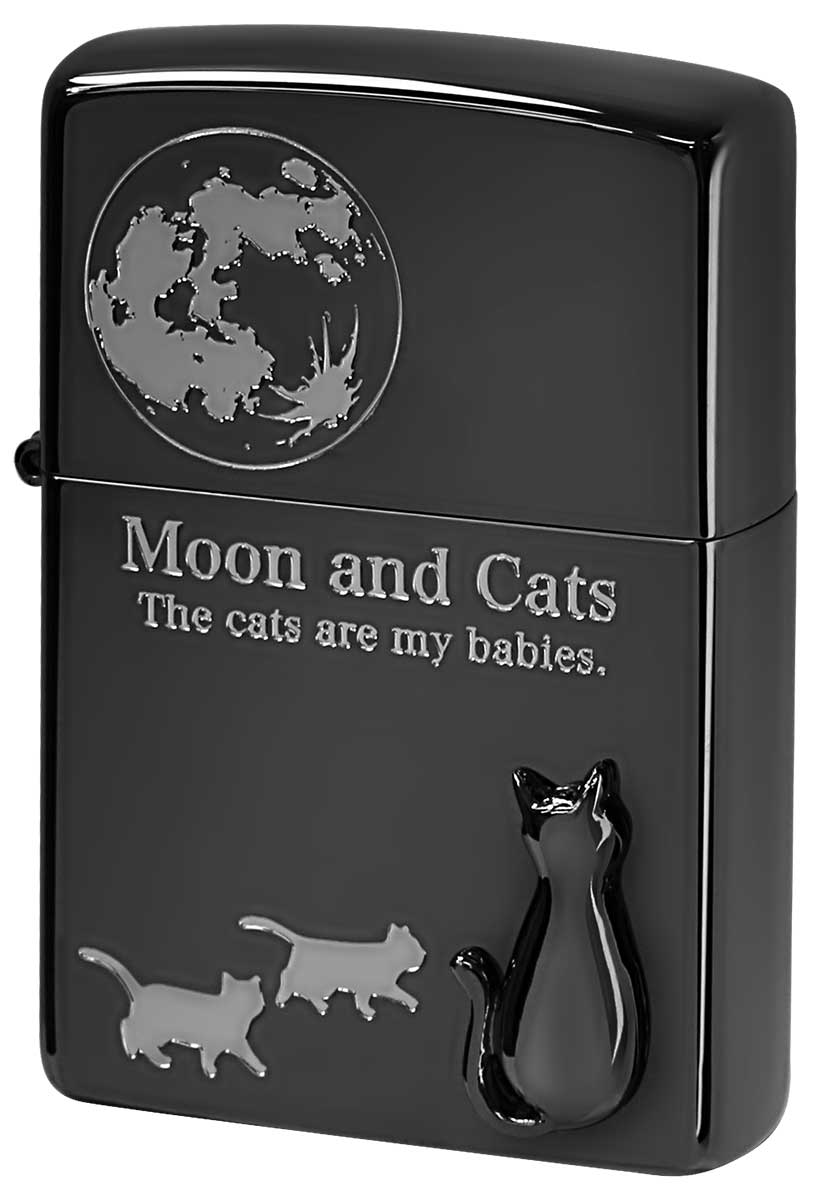 Zippo ジッポー 動植物系 CAT Series キャットシリーズ Moon and Cats 月と猫 2BKSM-MOONCAT zippo ジッポ ライター オプション購入で名入れ可 メール便可