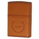 Zippo ジッポー 革巻き 牛革 レザー ジッポ ロゴ 月桂樹 キャメル ハンドメイド 手縫い REAL LEATHER ZIPPO LOGO LB-7 プレゼント 贈り物 男性 かっこいい オプション購入で名入れ可