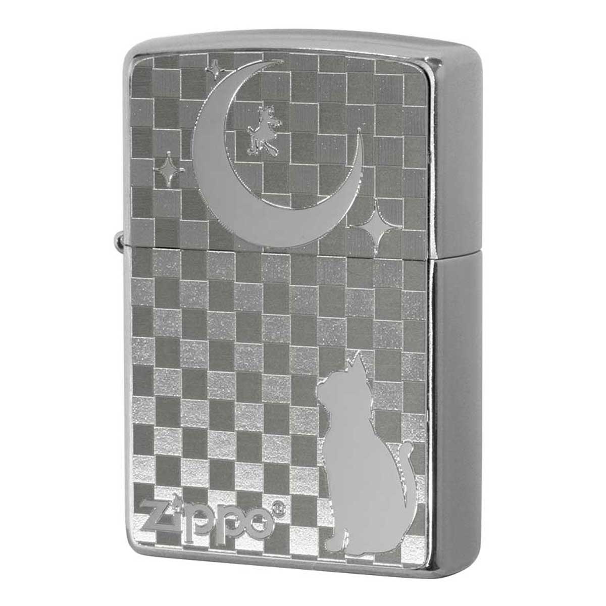 Zippo ジッポー ネコ 猫 Cat 月 ＃200 メタルプレート ニッケルメッキ 2MP-月 プレゼント 贈り物 女性 ..