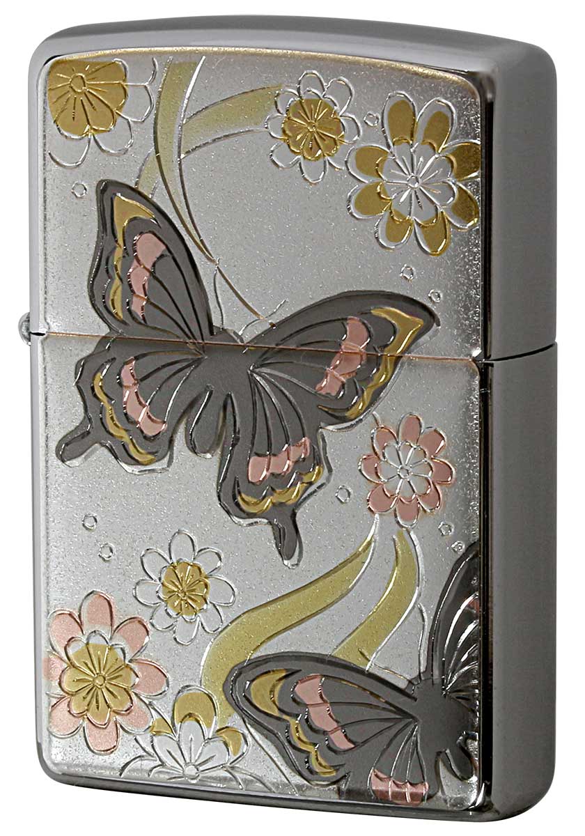 ジッポ Zippo ジッポー 和柄 電鋳板 Electroforming 蝶 Butterfly zippo ジッポ ライター オプション購入で名入れ可 メール便可