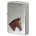 絶版/ヴィンテージ Zippo ジッポー 【中古】 2017年製造馬 HORSE プリント ブラッシュドクローム