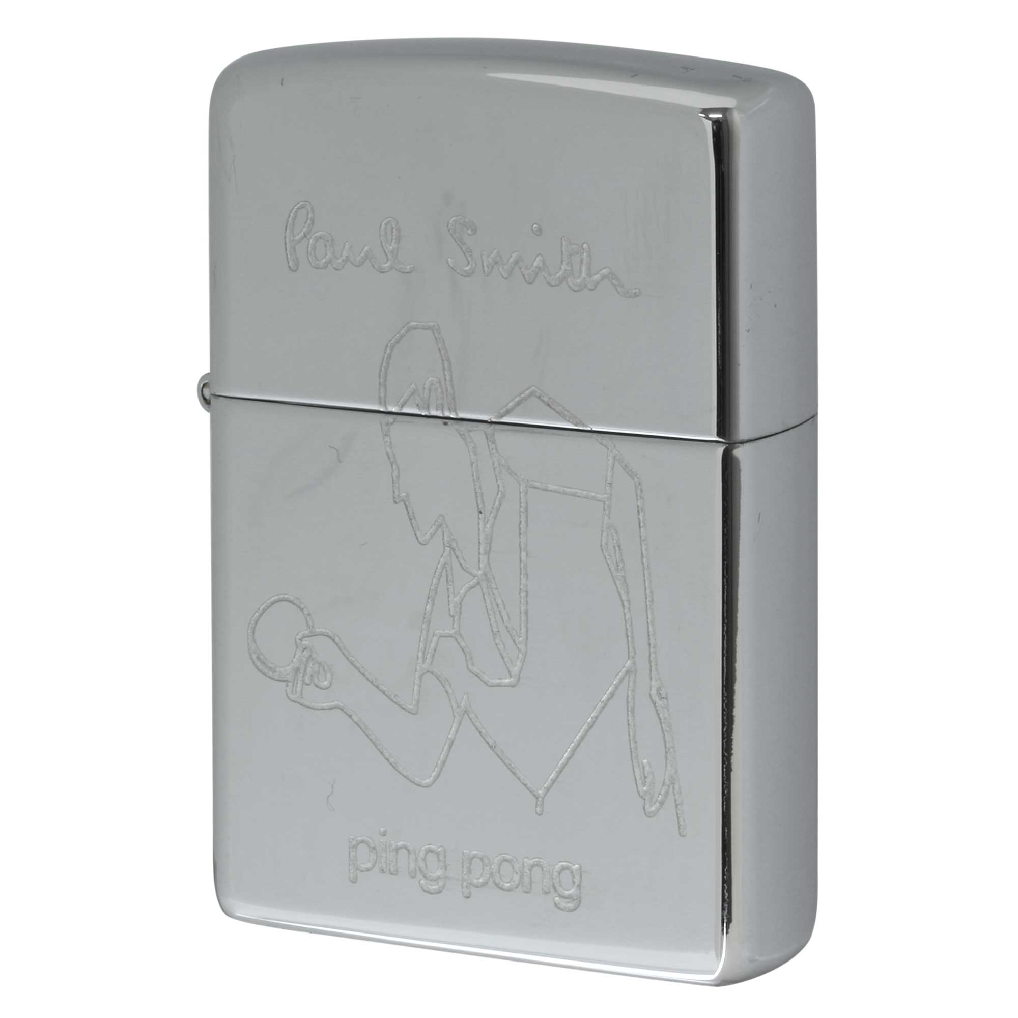 絶版/ヴィンテージ Zippo ジッポー 【中古】 1999年製造ZIPPO Paul Smith PingPong 卓球をする人 #250 ハイポリシュクローム