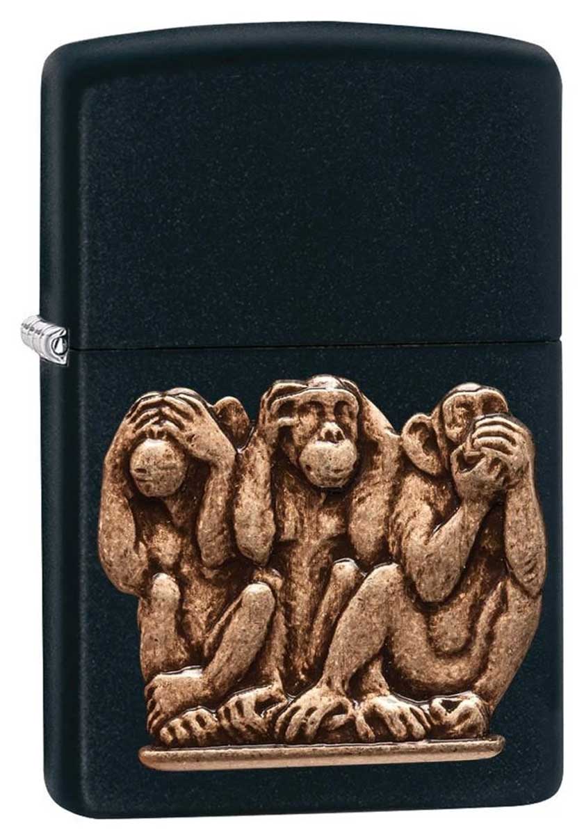 Zippo ジッポー USモデル 動植物系 Three wise monkeys 29409 zippo ジッポ ライター オプション購入で名入れ可 メール便可