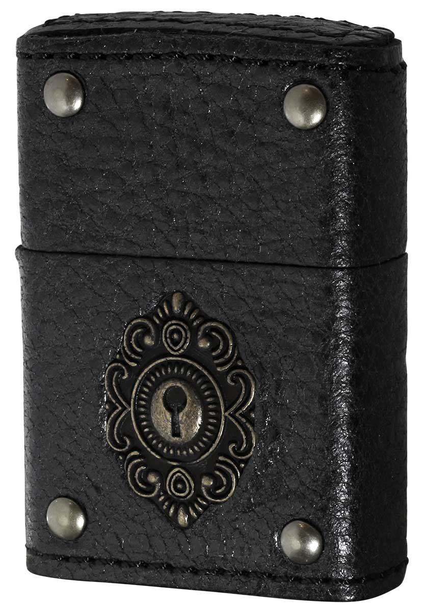 革巻きジッポ Zippo ジッポー LEATHER WINDING Keyhole Metal 革巻 キーホールメタル BK 2-50d ブラック 80072 zippo ジッポ ライター オプション購入で名入れ可