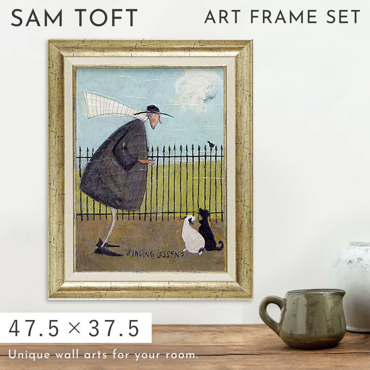 乐天商城 - サムトフト 絵画 絵 47.5×37.5cm 【歌のレッスン】 アートパネル アートフレーム 壁掛け おしゃれ 犬 アートボード インテリア ポスター インテリア 絵 モダン 大きい 大型サイズ アンティーク 玄関 飾る イギリス作家 ST-08013アートボード ギフト プレゼント 新築祝