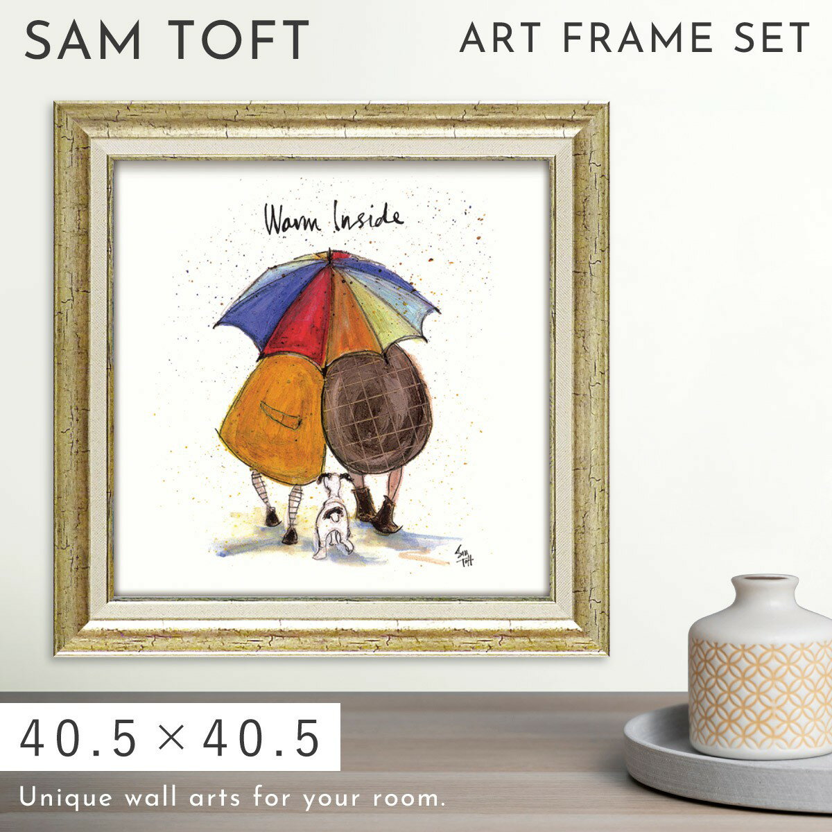 乐天商城 - サムトフト 絵画 絵 40.5×40.5cm 【あたたかい】 アートパネル アートフレーム 壁掛け おしゃれ 犬 アートボード ポスター インテリア 絵 モダン アンティーク 玄関 飾る イギリス作家 ST-08108 母の日 ギフト 花以外 誕生日 プレゼント 新築祝